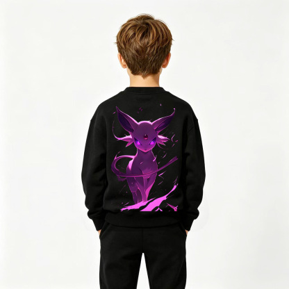 Pokémon Anime Graphic Crewneck Sweatshirt for Espeon Kids Cartoon Print Cotton Tee