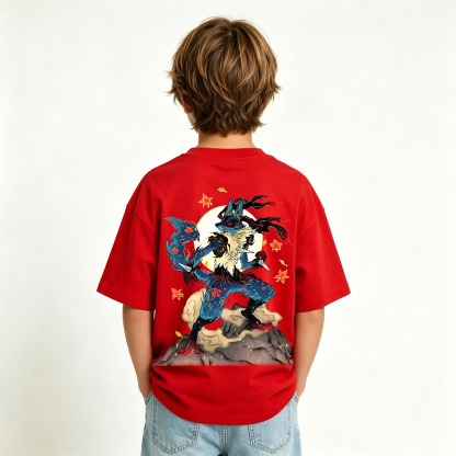 Pokémon Lucario Anime Graphic T-Shirt for Kids Cartoon Print Cotton Tee