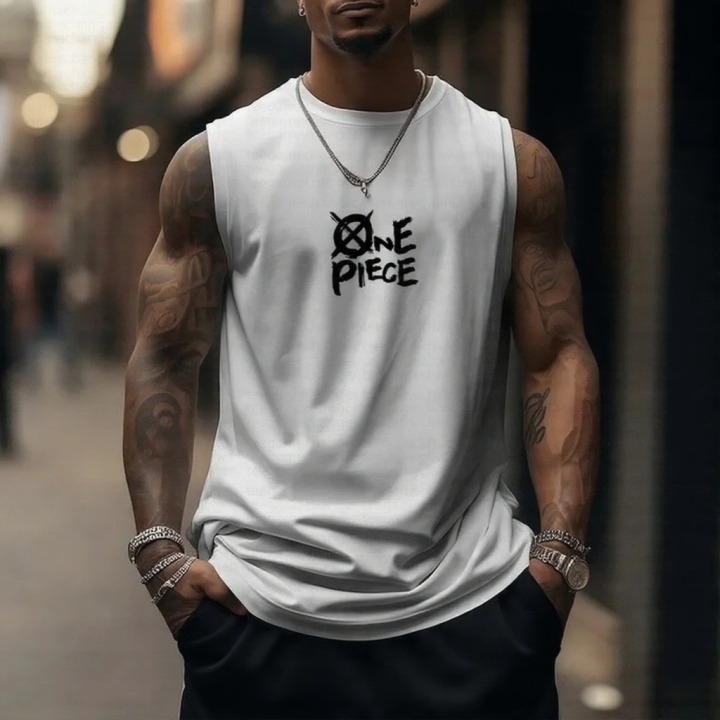 Oversized Anime Print Gym Tank Top