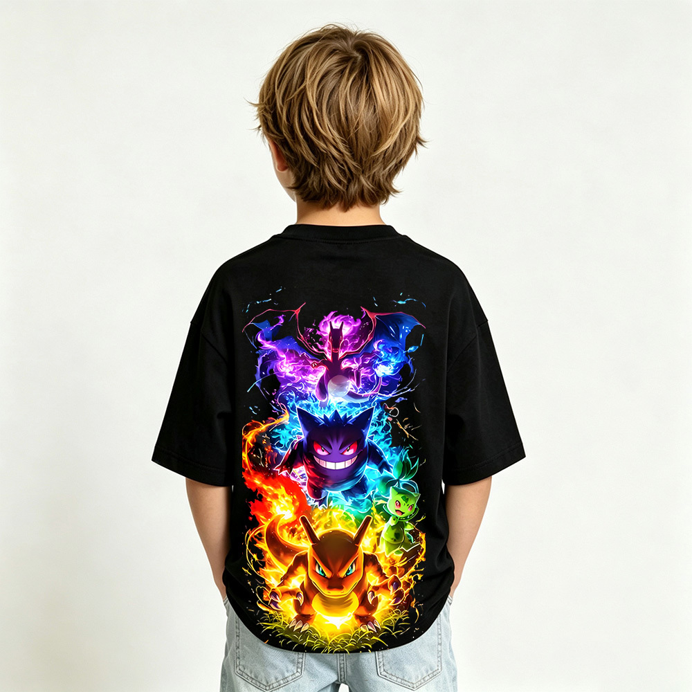 Pokémon Anime Graphic T-Shirt for Kids Cartoon Print Cotton Tee