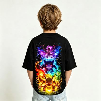 Pokémon Anime Graphic T-Shirt for Kids Cartoon Print Cotton Tee