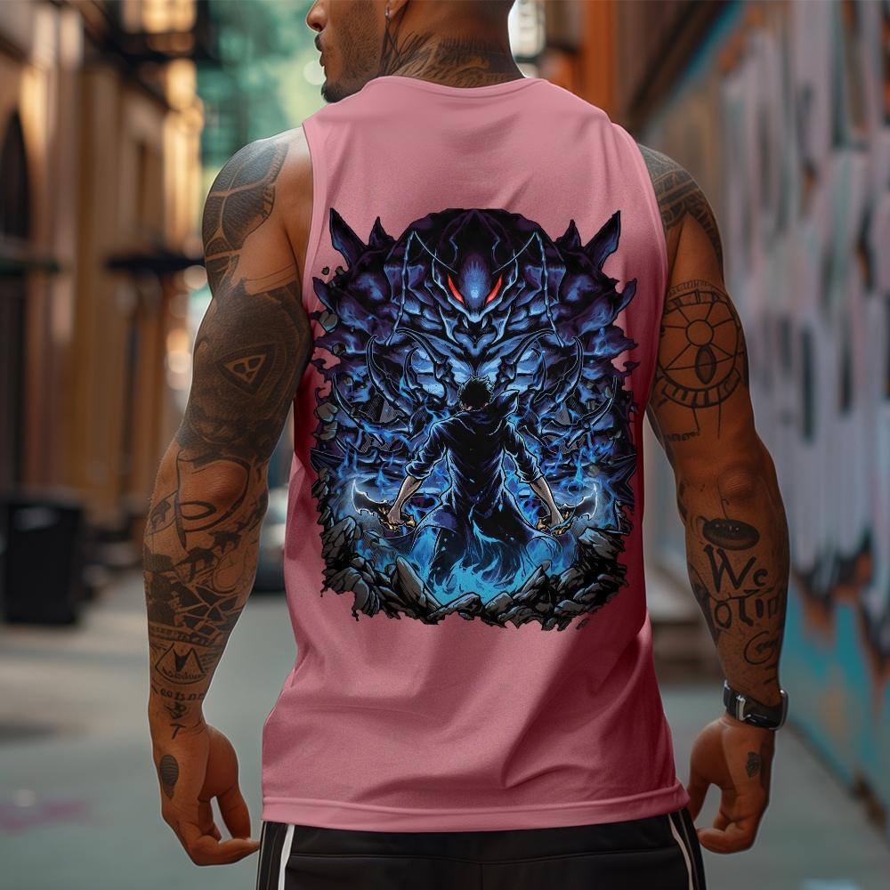 Oversized Anime Print Gym Tank Top-AnimeClothe