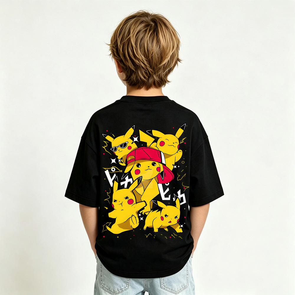 Pokémon Pikachu Anime Graphic T-Shirt for Kids Cartoon Print Cotton Tee