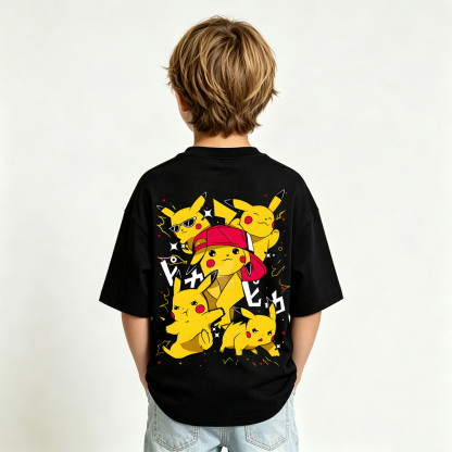 Pokémon Pikachu Anime Graphic T-Shirt for Kids Cartoon Print Cotton Tee