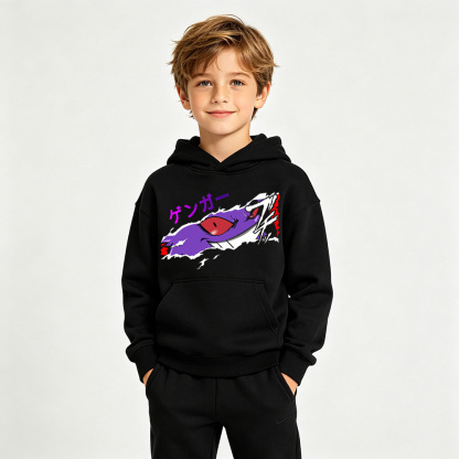 Pokémon Gengar Anime Graphic Crewneck Sweatshirt for Kids Cartoon Print Cotton Tee