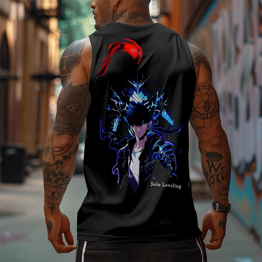 Oversized Anime Print Gym Tank Top-AnimeClothe