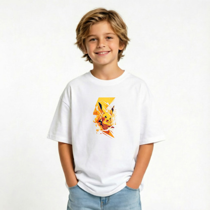 Pokémon Anime Graphic T-Shirt for Pikachu lightning Kids Cartoon Print Cotton Tee