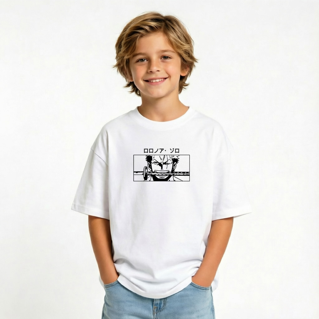 One Piece Anime Graphic T-Shirt for Zoro Kids Cartoon Print Cotton Tee