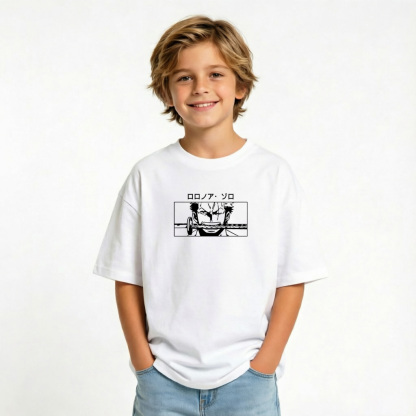 One Piece Anime Graphic T-Shirt for Zoro Kids Cartoon Print Cotton Tee