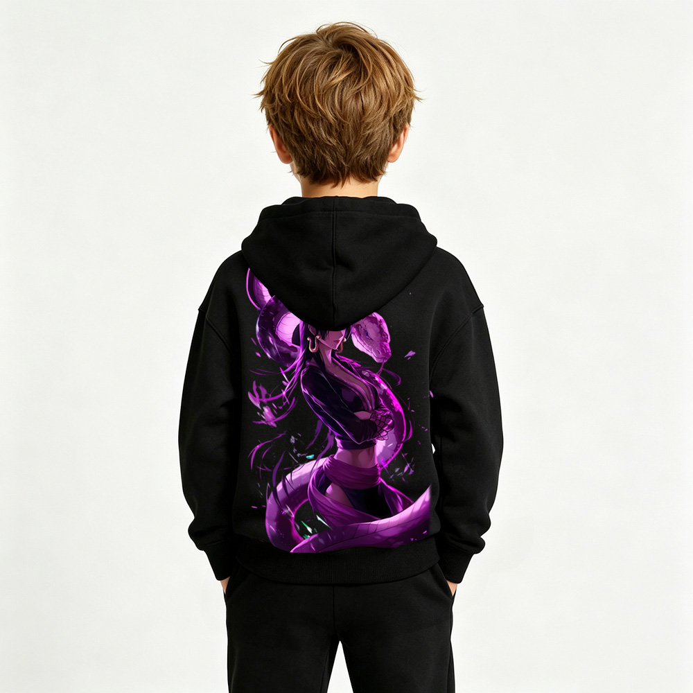 One Piece Anime Graphic Hoodie for Boa Hancock Kids Cartoon Print Cotton Tee