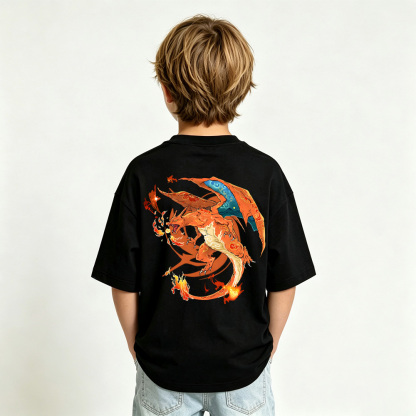 Pokémon Anime Graphic T-Shirt for Charizard Kids Cartoon Print Cotton Tee