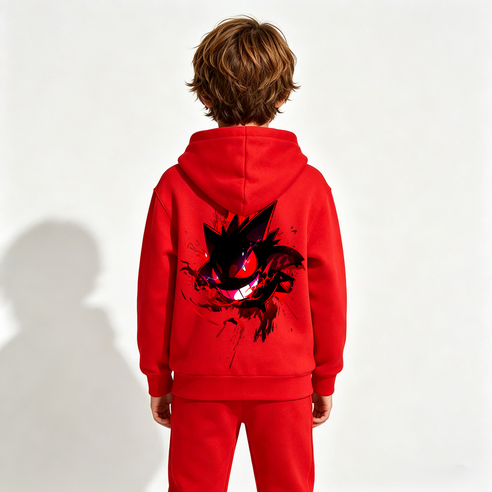 Pokémon Gengar Anime Graphic Hoodie for Kids Cartoon Print Cotton Tee