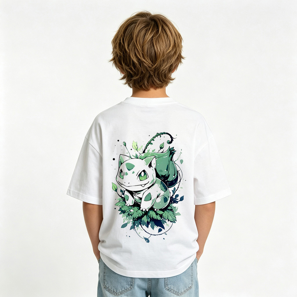 Pokémon Anime Graphic T-Shirt for Bulbasaur Kids Cartoon Print Cotton Tee