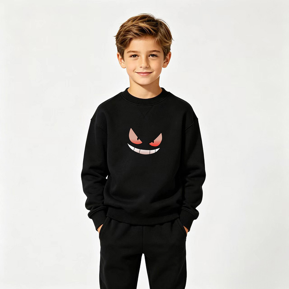 Pokémon Gengar Anime Graphic Crewneck Sweatshirt for Kids Cartoon Print Cotton Tee