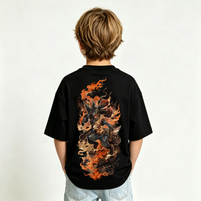 Pokémon Anime Graphic T-Shirt for Lucario Kids Cartoon Print Cotton Tee