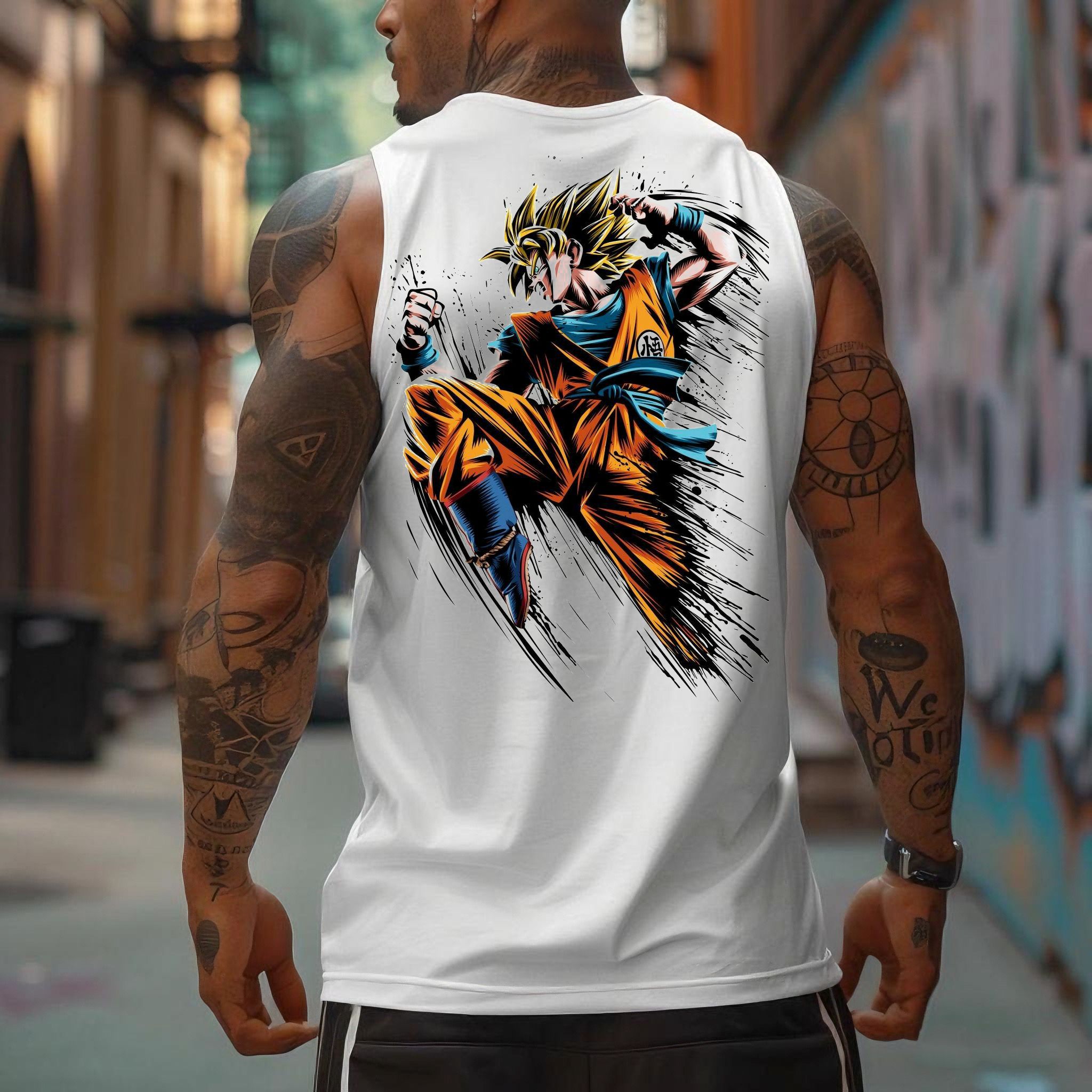 Unisex Oversized Angry Anime Print Tank Top