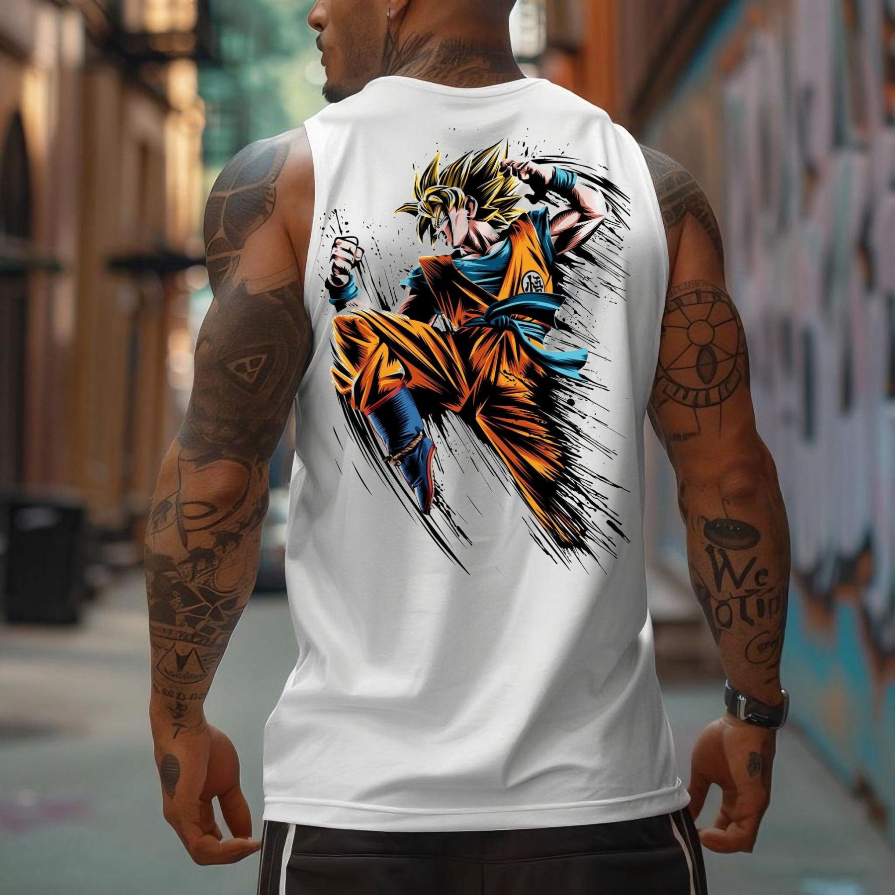 Unisex Oversized Angry Anime Print Tank Top