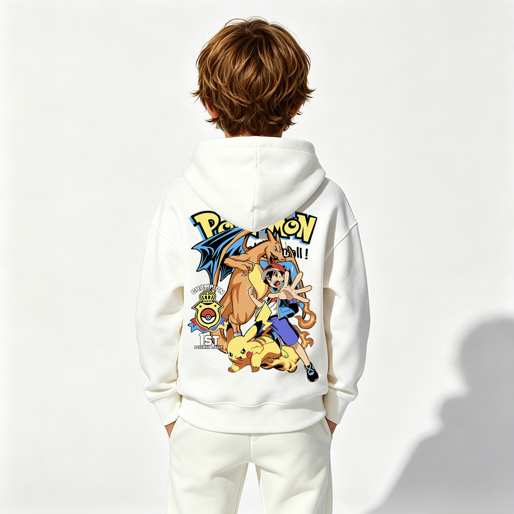 Pokémon Anime Graphic Hoodie for Kids Cartoon Print Cotton Tee
