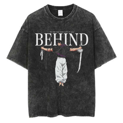 "Behind" Vintage Oversized T Shirt-AnimeClothe