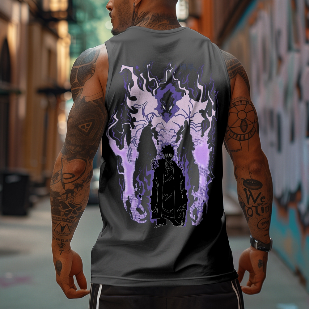 Oversized Anime Print Gym Tank Top-AnimeClothe