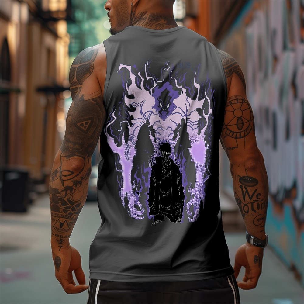 Oversized Anime Print Gym Tank Top-AnimeClothe