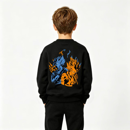 Dragon Ball Anime Graphic Crewneck Sweatshirt for Kids Cartoon Print Cotton Tee