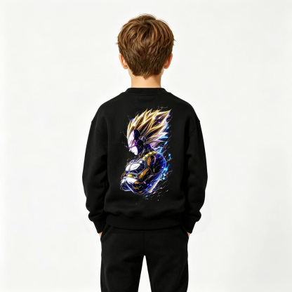 Dragon Ball Anime Graphic Crewneck Sweatshirt for Vegeta Kids Cartoon Print Cotton Tee
