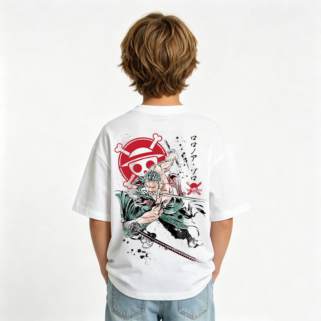 One Piece Anime Graphic T-Shirt for Zoro Kids Cartoon Print Cotton Tee