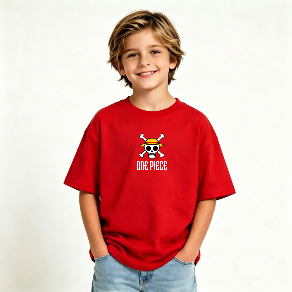 One Piece Luffy Anime Graphic T-Shirt for Kids Cartoon Print Cotton Tee