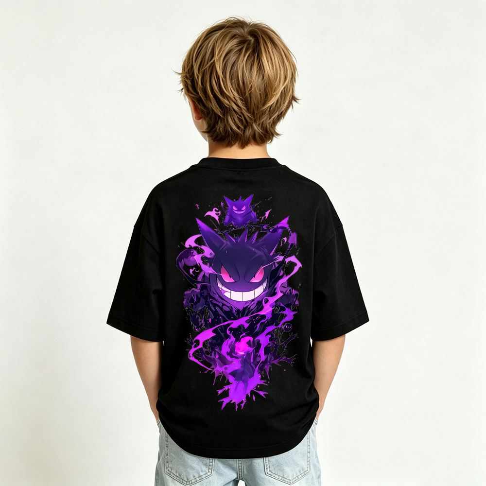 Pokémon Anime Graphic T-Shirt for Gengar Kids Cartoon Print Cotton Tee