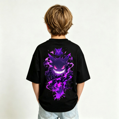 Pokémon Anime Graphic T-Shirt for Gengar Kids Cartoon Print Cotton Tee