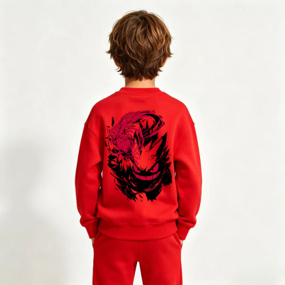 Pokémon Gengar Anime Graphic Crewneck Sweatshirt for Kids Cartoon Print Cotton Tee