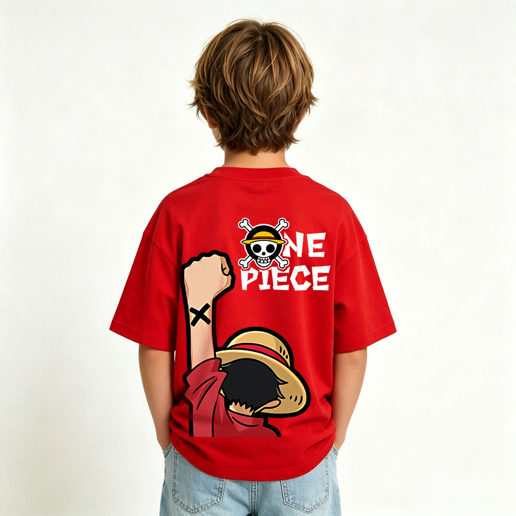 One Piece Luffy Anime Graphic T-Shirt for Kids Cartoon Print Cotton Tee