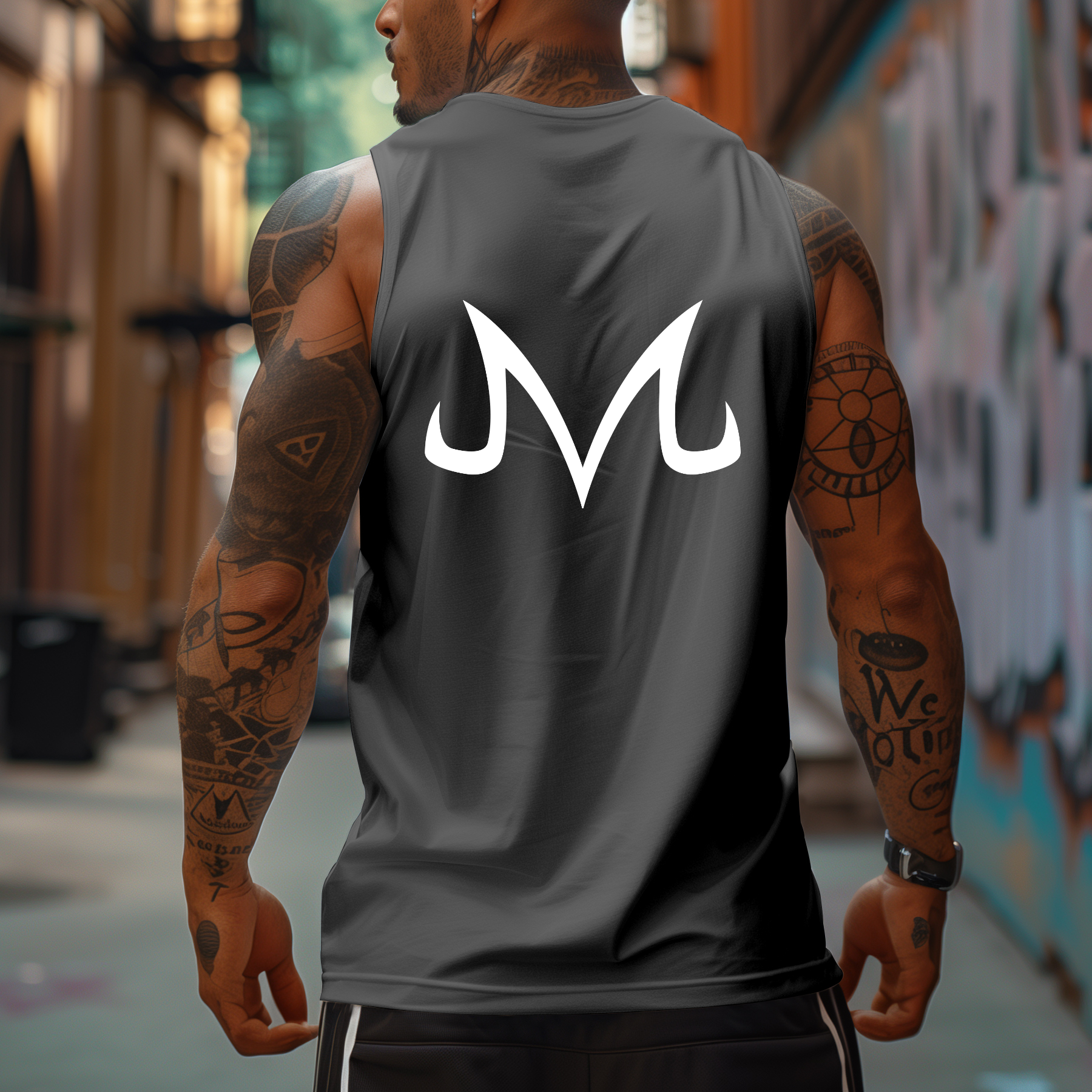 Oversized Simple Letter Anime Print Tank Top-AnimeClothe