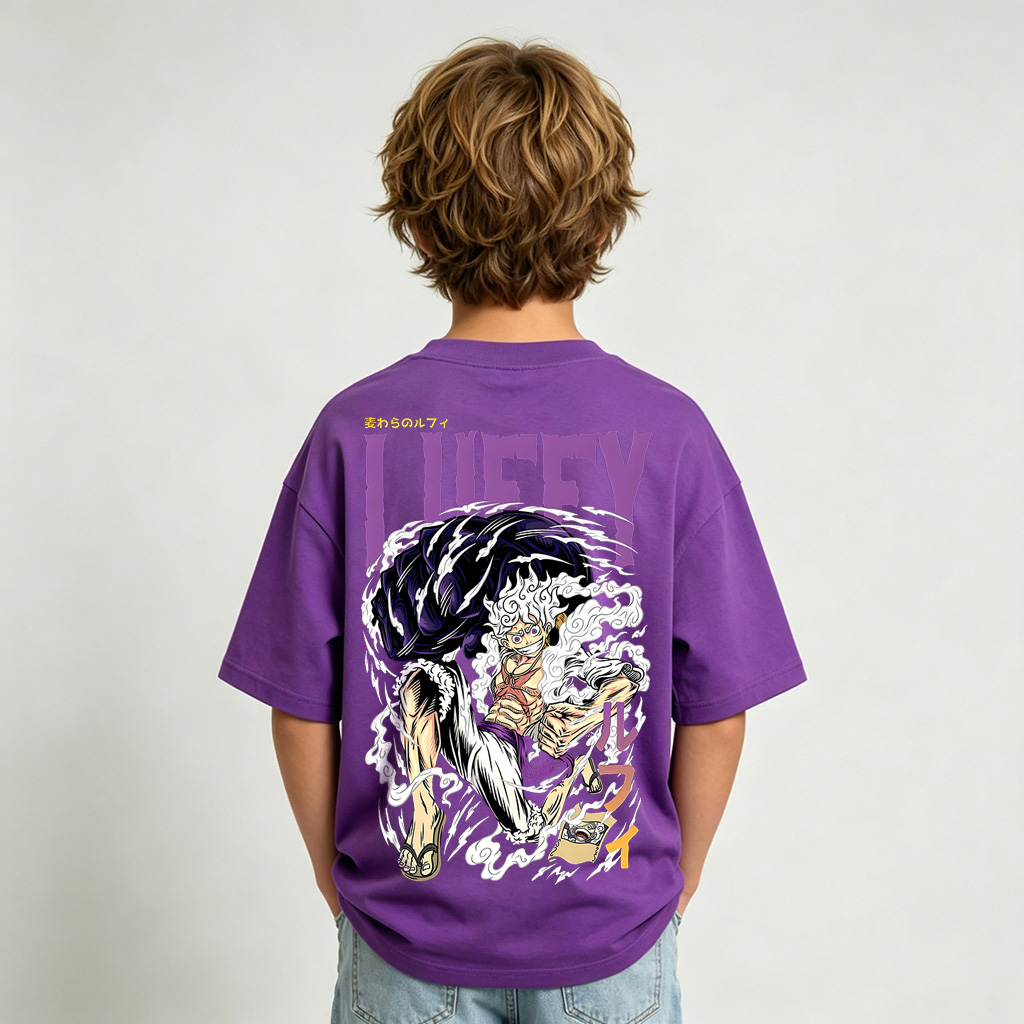 One Piece Gear 5 Luffy Anime Graphic T-Shirt for Kids Cartoon Print Cotton Tee