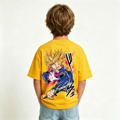 Dragon Ball Trunks Anime Graphic T-shirts for Kids Cartoon Print Cotton Tee