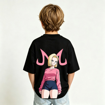 Dragon Ball Anime Graphic T-shirts for Android 18 Kids Cartoon Print Cotton Tee