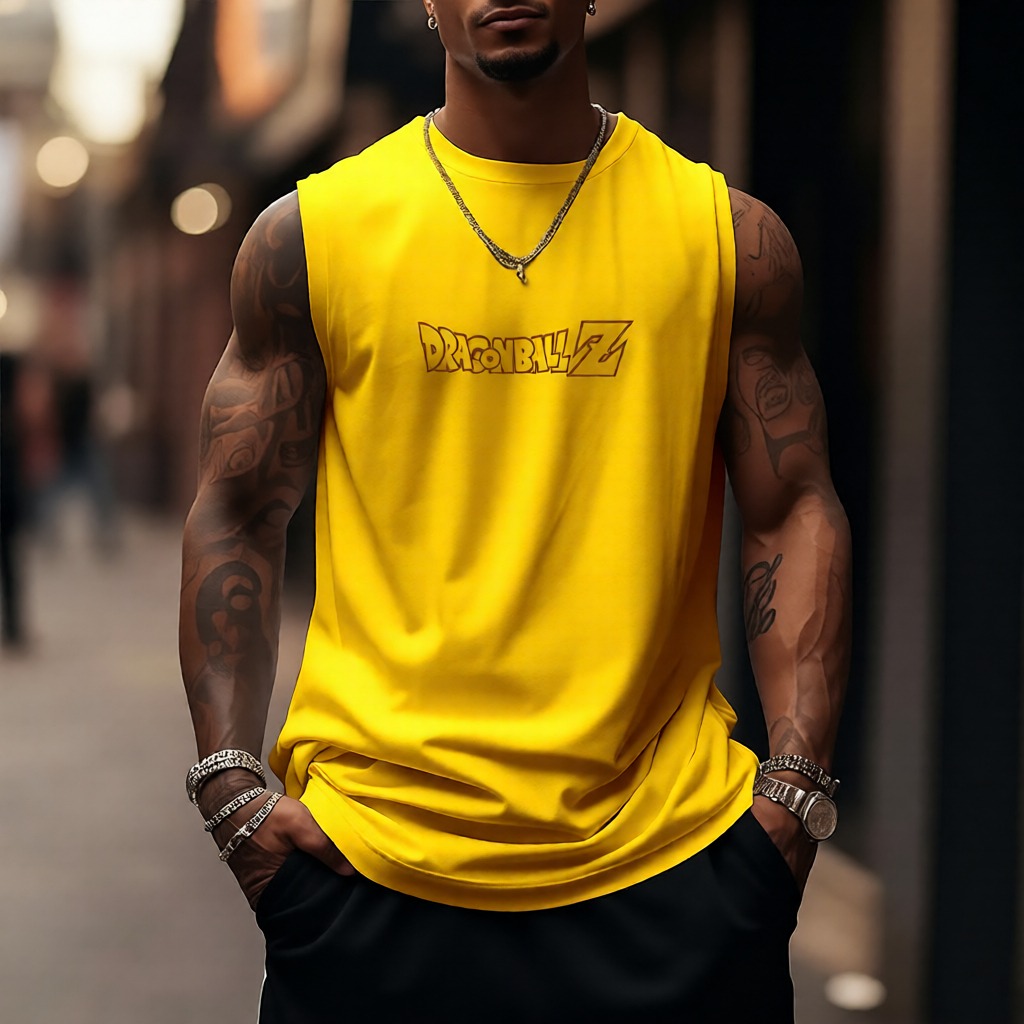 Oversized Anime Print Gym Tank Top