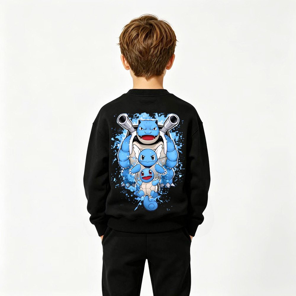 Pokémon  Squirtle Anime Graphic Crewneck Sweatshirt for Kids Cartoon Print Cotton Tee