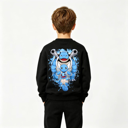 Pokémon  Squirtle Anime Graphic Crewneck Sweatshirt for Kids Cartoon Print Cotton Tee