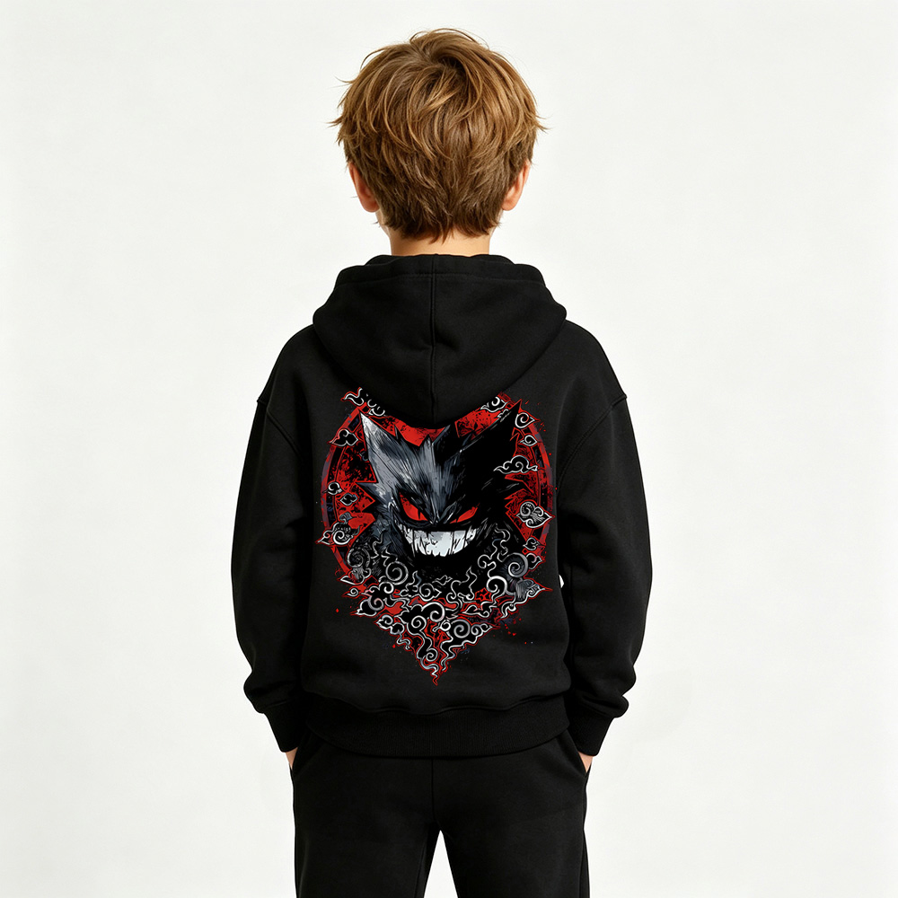 Pokémon Gengar Anime Graphic Hoodie for Kids Cartoon Print Cotton Tee