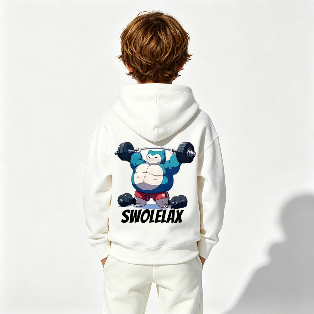 Pokémon Anime Graphic Hoodie for Snorlax Kids Cartoon Print Cotton Tee