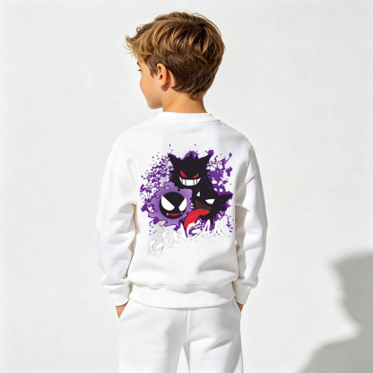 Pokémon Anime Graphic Crewneck Sweatshirt for Gengar Kids Cartoon Print Cotton Tee