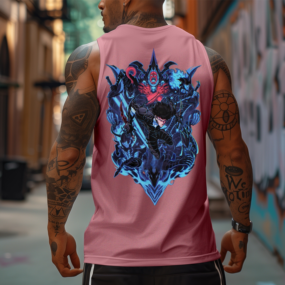 Oversized Anime Print Gym Tank Top-AnimeClothe