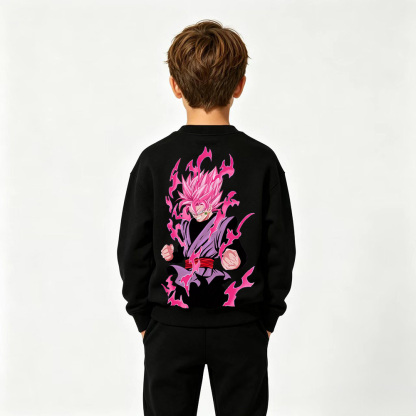 Dragon Ball Anime Graphic Crewneck Sweatshirt for Goku Black Kids Cartoon Print Cotton Tee