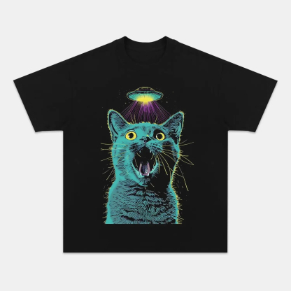ABDUCCIóN ALIEN CAT  T-SHIRT-ComicClothe
