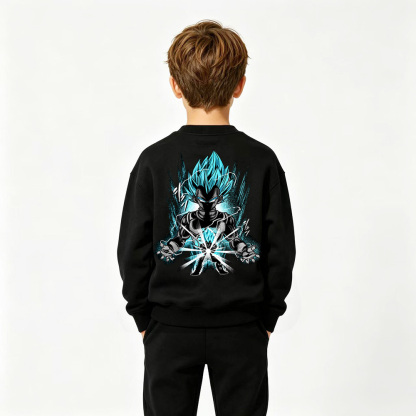 Dragon Ball Anime Graphic Crewneck Sweatshirt for Vegeta Kids Cartoon Print Cotton Tee
