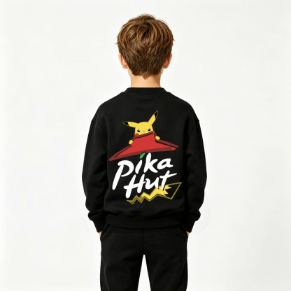 Pokémon Anime Graphic Crewneck Sweatshirt for Pikachu Kids Cartoon Print Cotton Tee