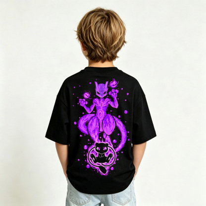 Pokémon Anime Graphic T-Shirt for Mewtwo Kids Cartoon Print Cotton Tee