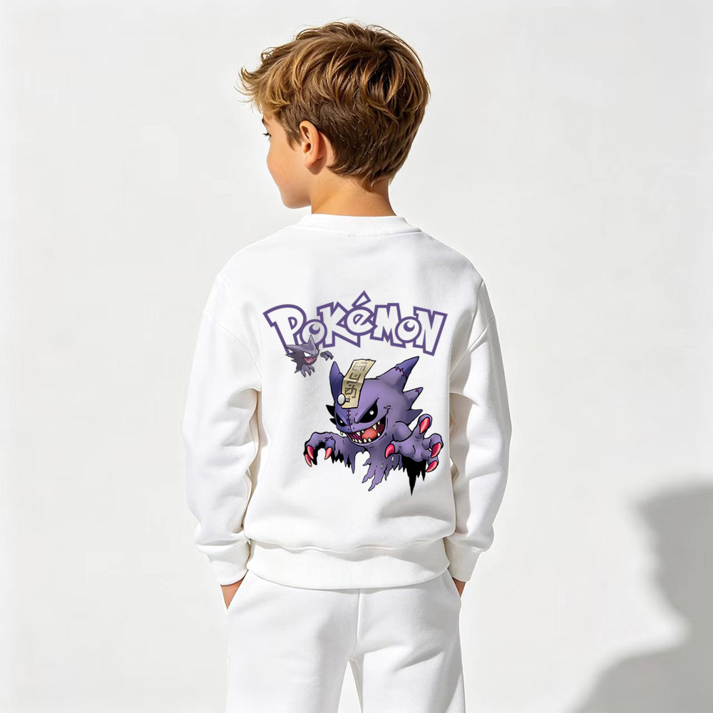 Pokémon Anime Graphic Crewneck Sweatshirt for Gengar Kids Cartoon Print Cotton Tee
